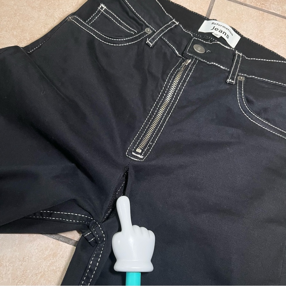 Reformation Toby Zip Front Ultra High Rise Bootcut Jean Black Size 26 *read - Picture 7 of 11